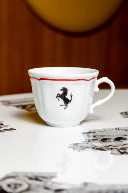 Tazzine da caffè espresso con piattini in porcellana by Richard Ginori con filo rosso Ferrari Vista Singola